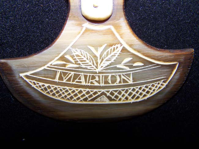 An Ivory Handled Baleen Chopper with the name 'Marion' on it. — image 3